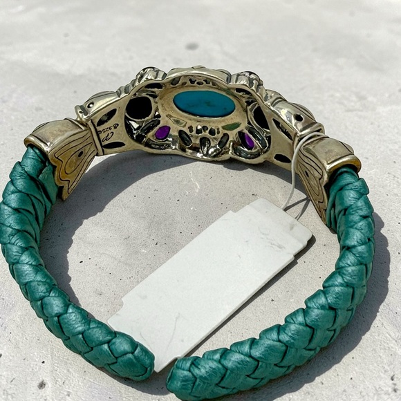 Carolyn Pollack Relios Turquoise Multi Stone Sterling Leather Cuff NWT 6 3/4” - Picture 6 of 17
